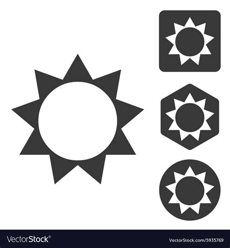 Sun Icon Set Monochrome Royalty Free Vector Image