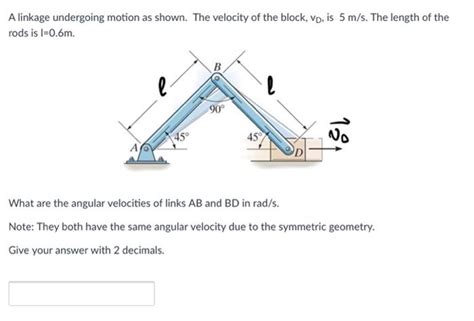 Solved A Linkage Undergoing Motion As Shown The Velocity Of Chegg