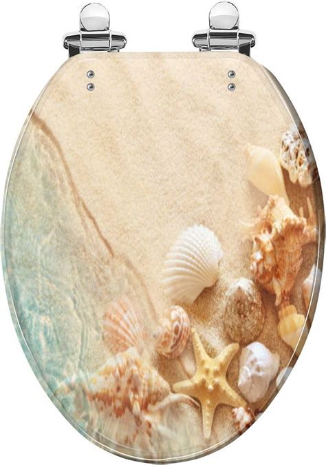 Elongated Toilet Seat Starfish Seashell Summer Beach Sea Water Summer