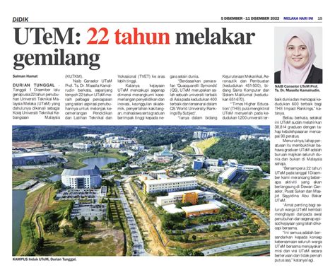 UTeM In Newspapers 2022 DECEMBER 3 Opera Snapshot 2022 12 16