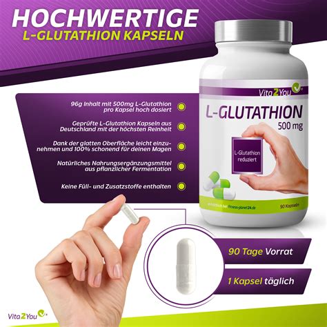 Vita2You L Glutathion Reduziert 500mg 90 Kapseln Fitness Planet24