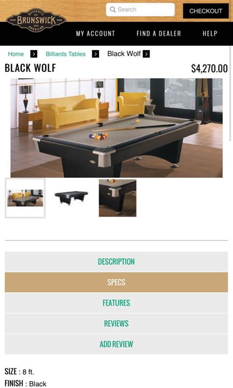 Brunswick Black Wolf 8ft Pool Table Sports Equipment Sports Games