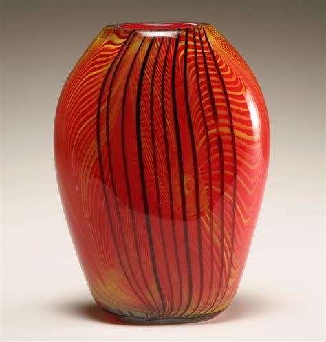 Murano Red Cased Art Glass Vase Art Glass Vase Glass Art Glass