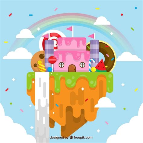 Fondo De Tierra De Dulces Sabrosos En Estilo Plano Vector Gratis