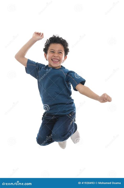 Active Happy Boy Jumping With Joy Stock Image Image Of Background