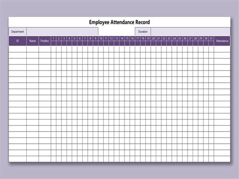 EXCEL of Employee Attendance Record.xlsx | WPS Free Templates