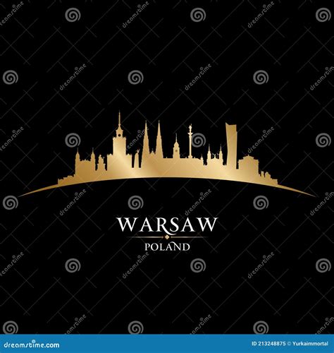 Warsaw Poland City Silhouette Black Background Stock Vector