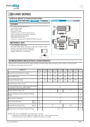 US1AWG Datasheet PDF PANJIT INTERNATIONAL