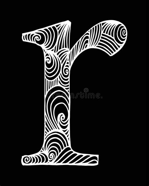 Zentangle Stylized Alphabet Letter R In Doodle Style Stock