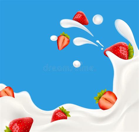 Splash Strawberry Milk Glass Stock Illustrations 492 Splash