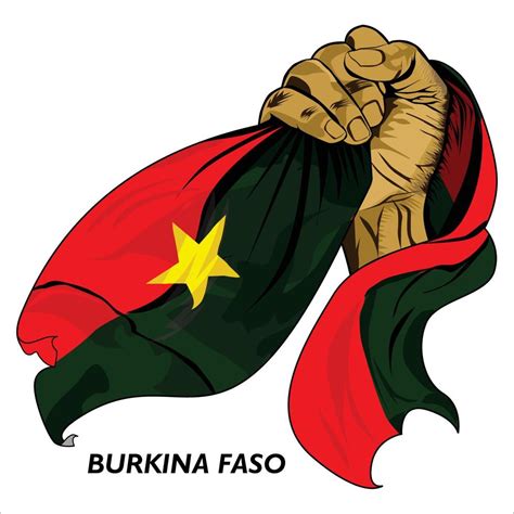 Fisted hand holding Burkinabe flag. Vector illustration of lifted Hand grabbing flag. Flag ...