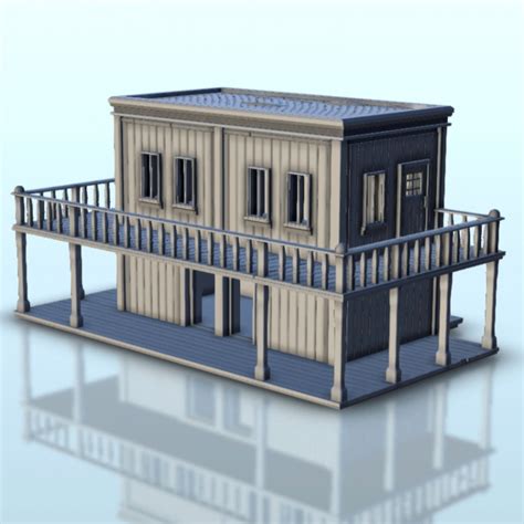 D Printable Wild West Building With Balcony Six Gun Sound