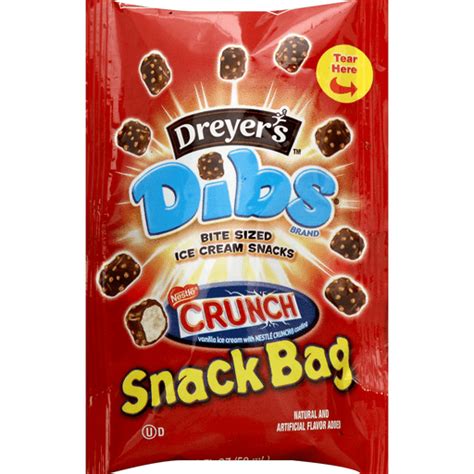 Dreyers Dibs Ice Cream Snacks Bite Size Nestle Crunch Snack Bag