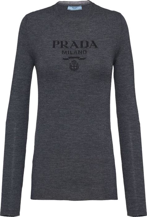 Prada Logo Intarsia Wool Jumper Shopstyle Sweaters