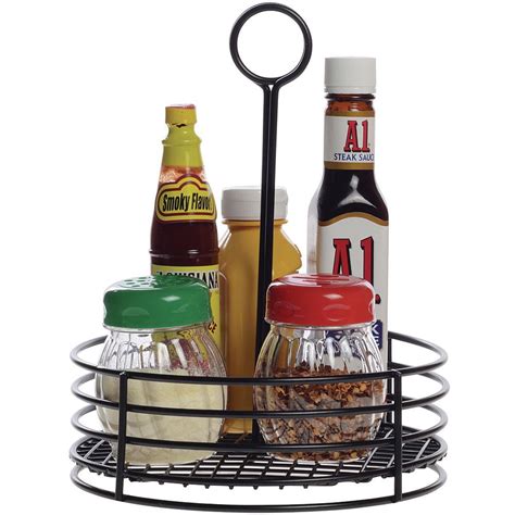 Hubert Tabletop Condiment Caddy Black Metal 7 12dia X 9 12h