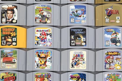 Nintendo Clásico 64 Cartuchos De Juego Imagen de archivo editorial