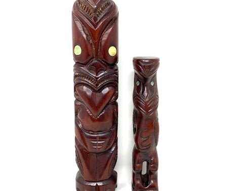 Maori Tekoteko Figure New Zealand Souvenir Beautifully Carved Wooden