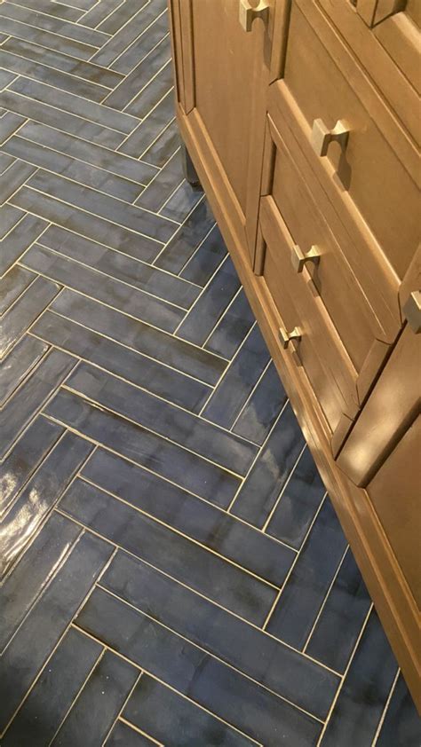 Blue Herringbone Tile Flooring for Stylish Home Decor