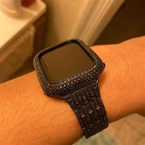 Sleek Pave Black Apple Watch Crystal Band And Or Lab Diamond Apple