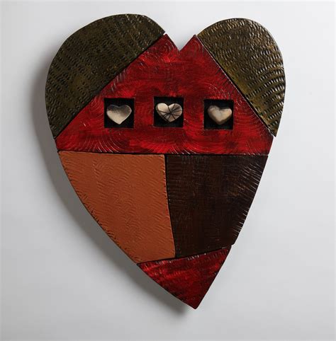 Happy Heart Series 2 By Rhonda Cearlock Ceramic Wall Sculpture