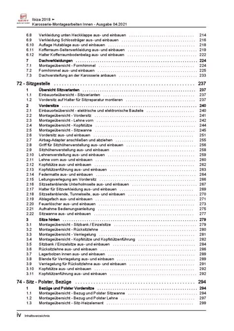 Seat Ibiza V Typ 6f 17 21 Karosserie Innen Reparaturanleit