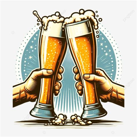 Two Beer Glass Hands Holding Glasses Clink Beer Glass Cheers Beer Mug