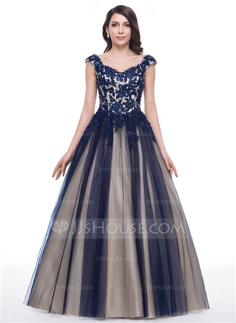 Ball Gown Sweetheart Floor Length Tulle Prom Dress With Beading Appliques Lace Sequins