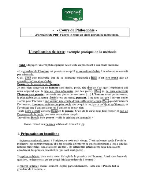 Explication De Texte En Philosophie Exemple Le Meilleur Exemple