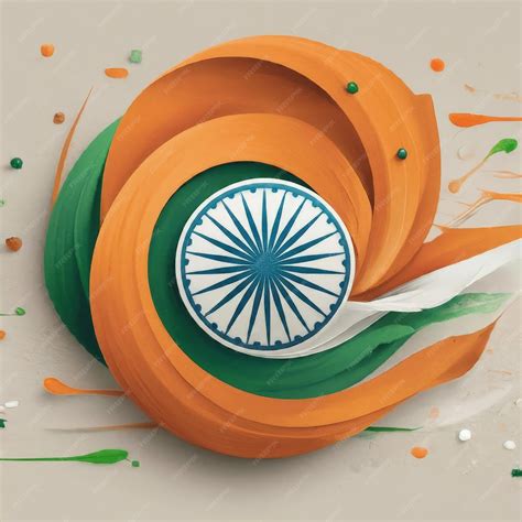 Indian Independence Day Concept With National Flag And Wheel Wheel