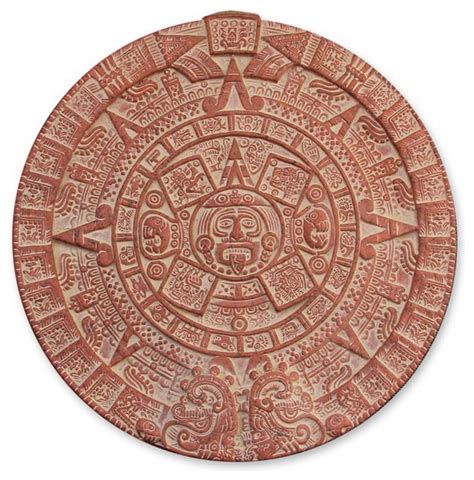 Burning Aztec Sun Stone Ceramic Plaque Mexico Southwestern Wall