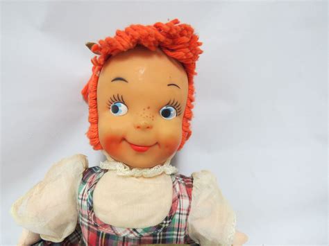 Sale Vintage Orange Yarn Haired Doll Rubber Face Original Clothes