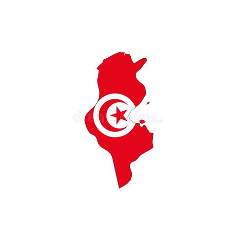 Tunisia National Flag In A Shape Of Country Map Stock Vector