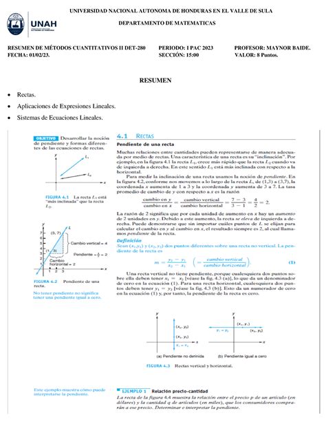 Resumen DET 280 I Unidad Metodos Cuantitativos II UNIVERSIDAD