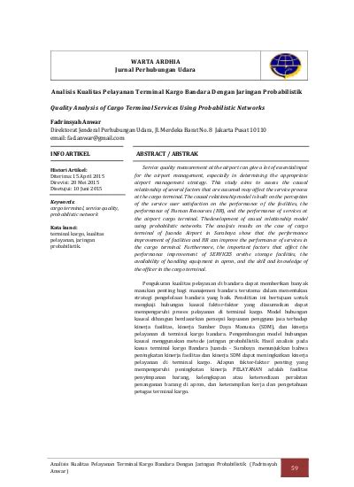 WARTA ARDHIA Jurnal Perhubungan Udara Analisis Kualitas Pelayanan