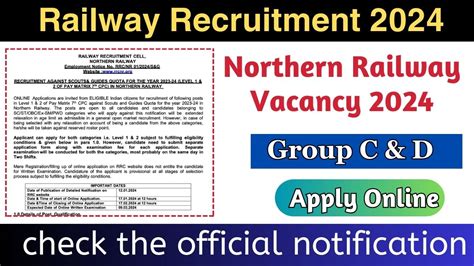 RRB Group D Recruitment 2024 Notification PDF Out For NR Apply Online