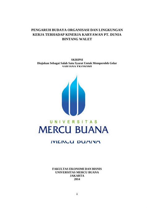 PDF PENGARUH BUDAYA ORGANISASI DAN LINGKUNGAN KERJA Ii PENGARUH