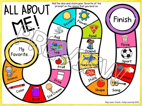 All About Me Game Printable All About Me Activity Printable Board