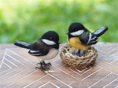 Needle Felt Miniature Realistic Chickadee Felted Bird Miniature