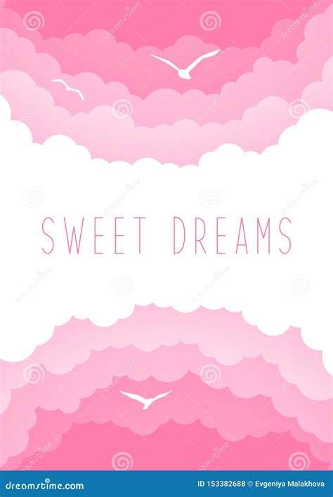 Pink Sky With Clouds And Birds Stock Vector Illustration Of Eps10
