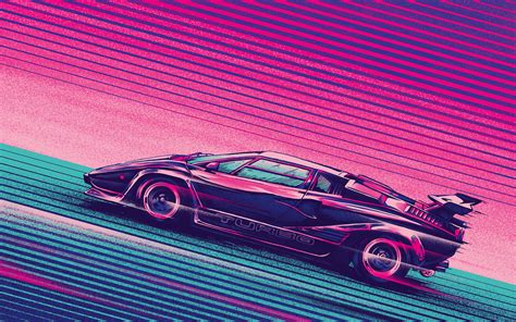 Lamborghini Countach Turbo Retro Artwork, HD Artist, 4k Wallpapers ...