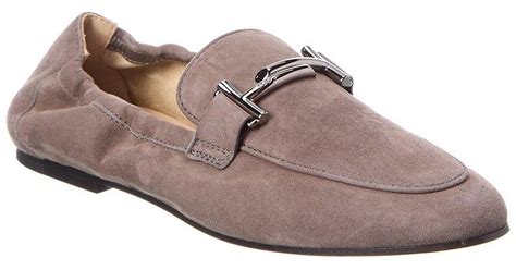 Tods Tods Double T Suede Loafer In Grey Grey Lyst Uk