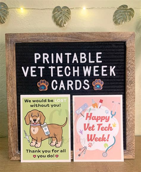Vet Tech Week Cards 8 Digital 4x525 Postcards Etsy