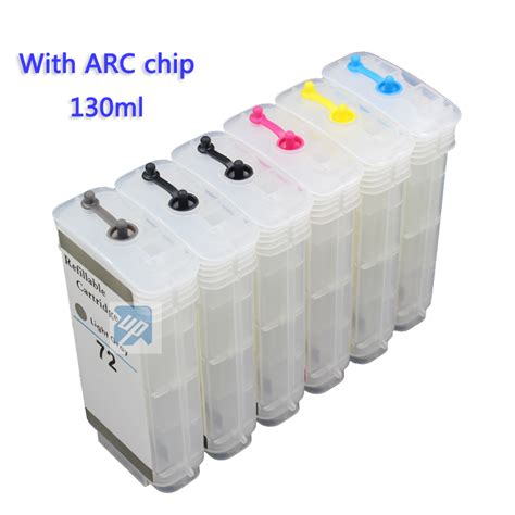 6 X 130ml Refillable Ink Cartridge For HP72 Hp 72 For HP Designjet T610