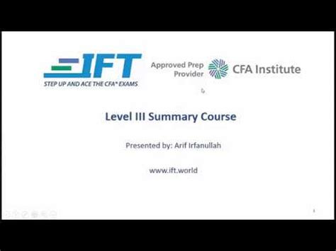 Level Iii Cfa Ift Summary Course How To Pass The Level Iii Exam