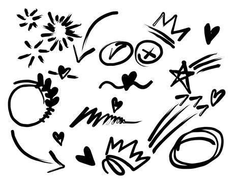 Curly Hearts Clip Art Black And White Vector