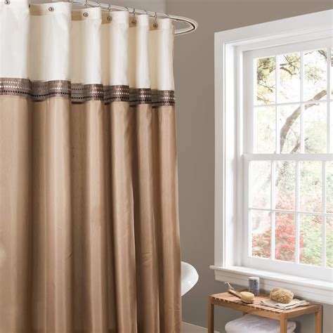 Lush Decor Beige Ivory Terra Color Block Shower Curtain