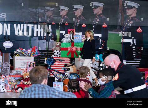 U S First Lady Melania Trump Waves As She Arrives For A Toys For Tots