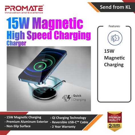 Promate 15w Fast Magnetic Wireless Charger Charging Pad Compatible With Mag Safe For Ip Phone 14