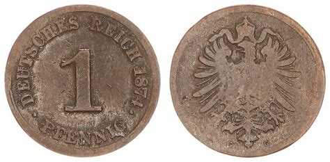 1 Pfennig Kaiserreich 1874 G S MA Shops