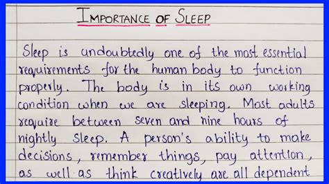 Essay On Importance Of Sleep In English Essentialessaywriting